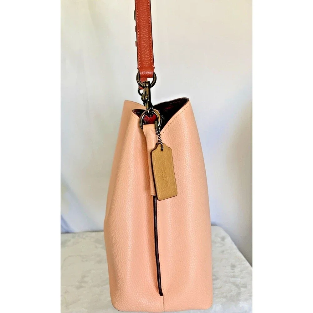 COACH Willow Shoulder Bag Faded Blush Colorblock Signature Canvas Interior C2267